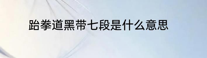 跆拳道黑带七段是什么意思