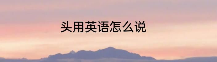 头用英语怎么说