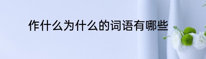 作什么为什么的词语有哪些