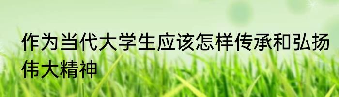 作为当代大学生应该怎样传承和弘扬伟大精神