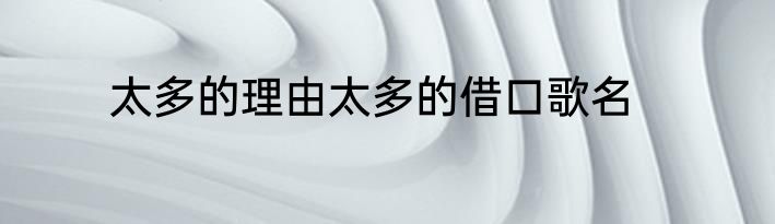 太多的理由太多的借口歌名