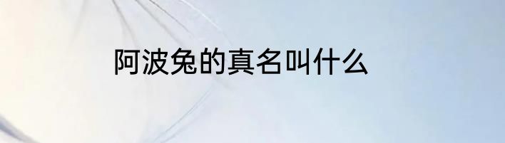阿波兔的真名叫什么