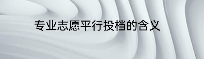 专业志愿平行投档的含义