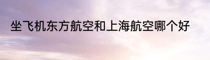 坐飞机东方航空和上海航空哪个好