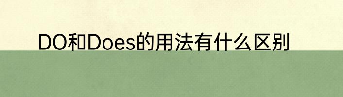 DO和Does的用法有什么区别