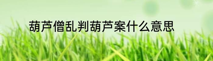 葫芦僧乱判葫芦案什么意思