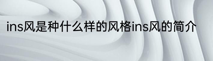 ins风是种什么样的风格ins风的简介
