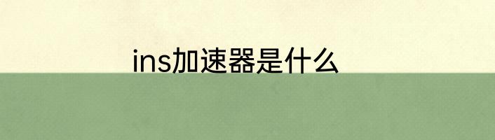 ins加速器是什么