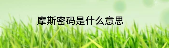 摩斯密码是什么意思