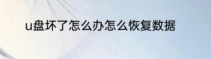u盘坏了怎么办怎么恢复数据