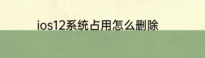 ios12系统占用怎么删除