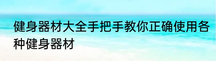 健身器材大全手把手教你正确使用各种健身器材