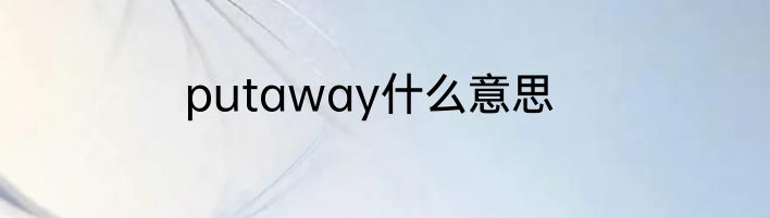 putaway什么意思