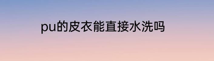 pu的皮衣能直接水洗吗