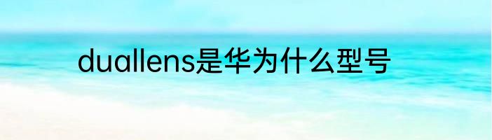duallens是华为什么型号