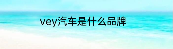 vey汽车是什么品牌