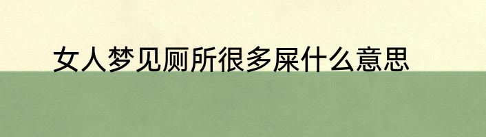 女人梦见厕所很多屎什么意思