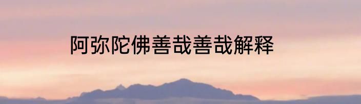 阿弥陀佛善哉善哉解释