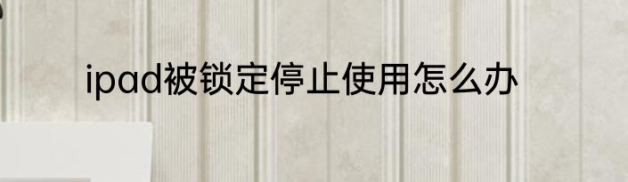 ipad被锁定停止使用怎么办