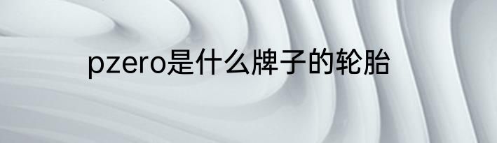 pzero是什么牌子的轮胎