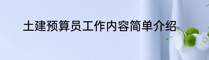 土建预算员工作内容简单介绍