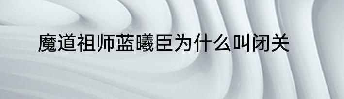 魔道祖师蓝曦臣为什么叫闭关