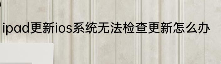 ipad更新ios系统无法检查更新怎么办
