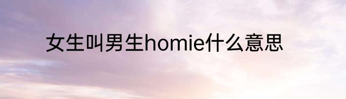 女生叫男生homie什么意思