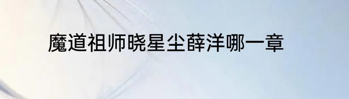 魔道祖师晓星尘薛洋哪一章