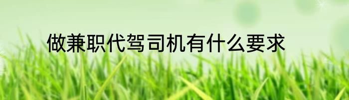 做兼职代驾司机有什么要求