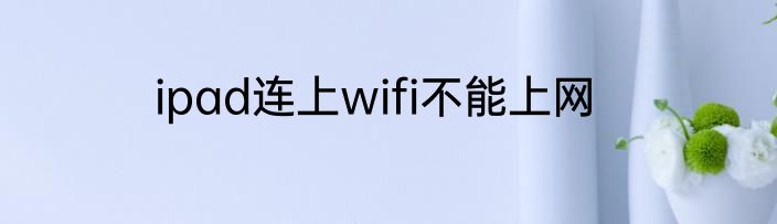 ipad连上wifi不能上网