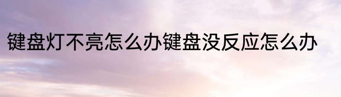 键盘灯不亮怎么办键盘没反应怎么办