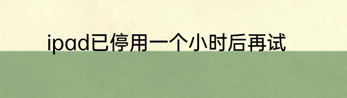 ipad已停用一个小时后再试