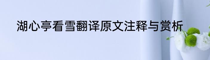 湖心亭看雪翻译原文注释与赏析