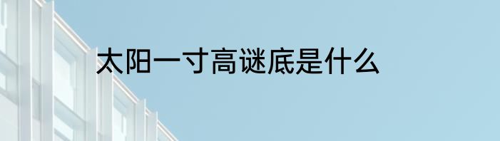 太阳一寸高谜底是什么