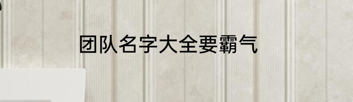 团队名字大全要霸气