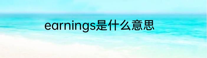 earnings是什么意思