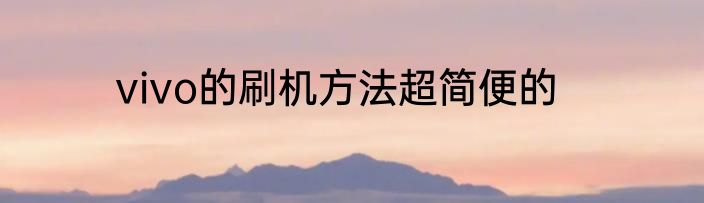 vivo的刷机方法超简便的