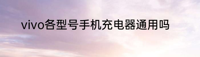 vivo各型号手机充电器通用吗
