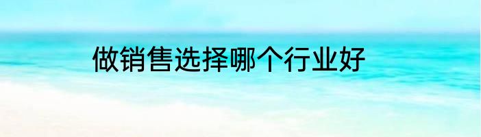 做销售选择哪个行业好