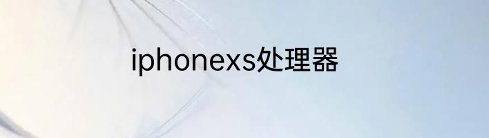 iphonexs处理器