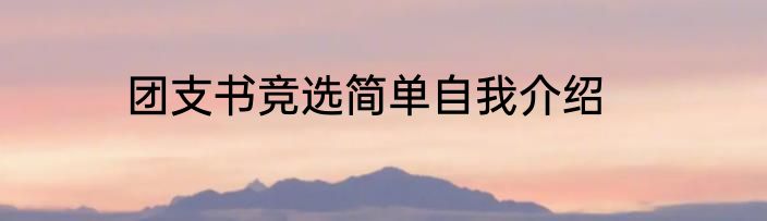 团支书竞选简单自我介绍