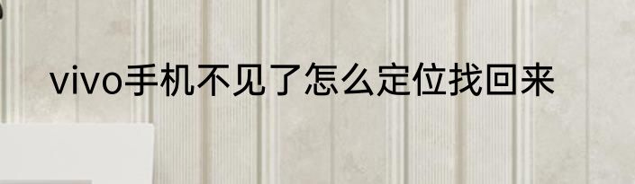 vivo手机不见了怎么定位找回来