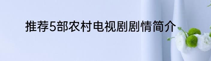 推荐5部农村电视剧剧情简介