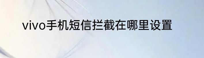 vivo手机短信拦截在哪里设置