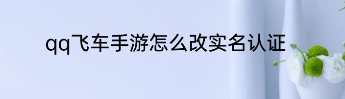 qq飞车手游怎么改实名认证