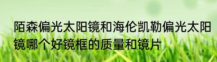 陌森偏光太阳镜和海伦凯勒偏光太阳镜哪个好镜框的质量和镜片