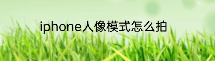 iphone人像模式怎么拍