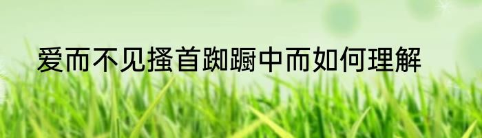 爱而不见搔首踟蹰中而如何理解