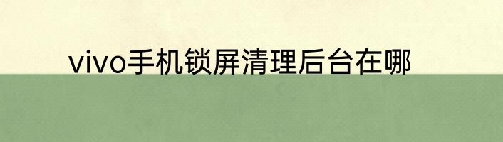 vivo手机锁屏清理后台在哪